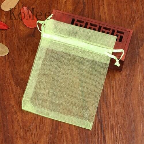 100pcs/lot Apple Green Organza Bags 13x18cm Jewelry Gifts Packaging Bags Wedding Party Favor Organza Pouches Drawstring Gift Bag