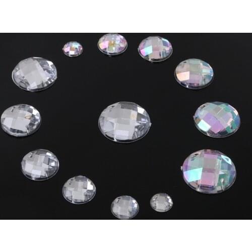 20-100Pcs (Mesh Surface) 2 Holes Acrylic Crystal Sew On Rhinestone Silver Flatback For Dancing Dress Clothing Shoes Decoration