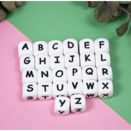 200/500/1000 PCS 12 MM Silicone letters Beads Baby Teether Beads For Personalized Name DIY rodent Chewing Alphabet Bead