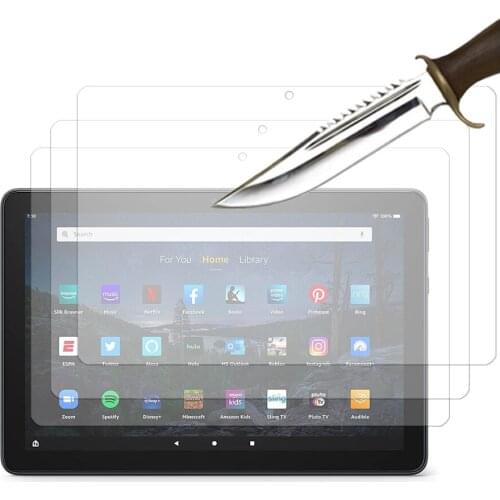 3Packs tempered glass screen protector for Kindle fire HD 10 8 PLUS 2021 2020 2019 2017 8'' 10.1 tablet screen protective films