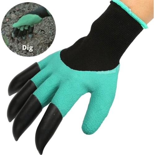 4/8 Hand Claw ABS Plastic Garden Rubber Gloves Gardening Digging Planting Durable Waterproof Work Glove Outdoor Gadgets 2 Style