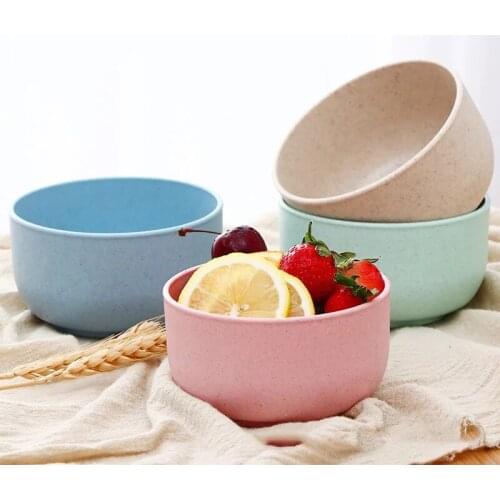 4 Colors 11cm Wheat Straw Fiber Unbreakable Bowls Large Degradable Cereal Bowls Kitchen Sets Eco-friendly Salad Bowls Tableware