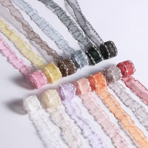 5 yards/lots Furry Ball Lace Edge Snow Yarn Organza Satin Ribbon for DIY Hair Bow Clothing Material Gift Packaging Ribbons