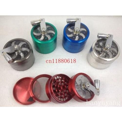 50pcs/lot Herb Spice Grass Aluminum Tobacco Herb 4 layer hand Grinder Grinding machine Random color