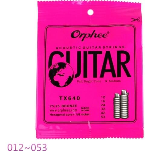 6pcs/set 012-053 Inch High-carbon Steel Hexagonal Alloy Acoustic Guitar Strings with Hexagonal Core Full Bright Tone
