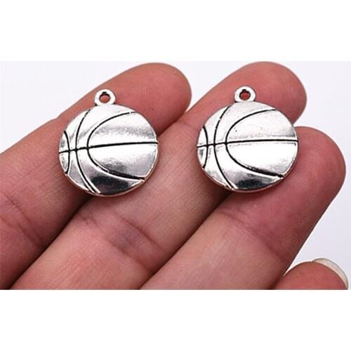 6pcs/lot 22x19mm Antique Silver Plated Basketball Pendant DIY Jewelry Accessories