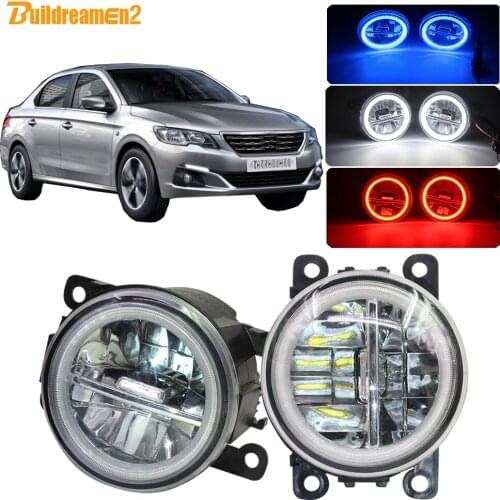 Buildreamen2 Car H11 LED Fog Light 4000LM Angel Eye Daytime Running Light 12V For Peugeot 301 2012 2013 2014 2015 2016 2017 2018