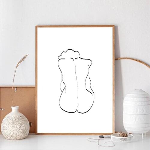 Black White Abstract Woman Nude Sketch Line Drawing Art Prints Nordic Poster Minimalist Wall Art Canvas Painting Bedroom Decor