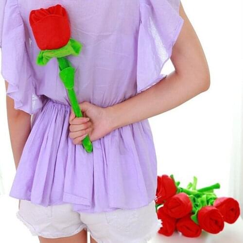 1pcs 42cm Plush Rose Flower Toys Red Cartoon Home Decoration Wedding Gift Present Valentines Day Gift For Girls
