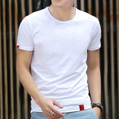 White T-shirt mens short-sleeved round neck stretch Slim version of the trend of summer half-sleeved clothes bottoming shirt