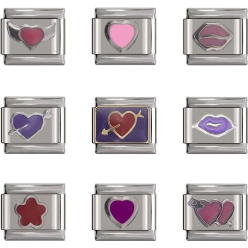 Hapiship 2021 Original Daisy Romantic Colour Heart Flower Italian Charm Fit 9mm Bracelet Stainless Steel Jewelry Making DJTop34