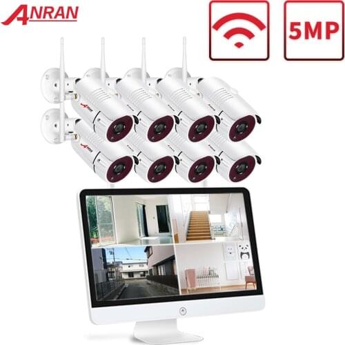 ANRAN 15.6 inch Monitor NVR 5MP Security Camera System Home Surveillance Camera 1920P Outdoor Night Vision WiFi IP Camera
