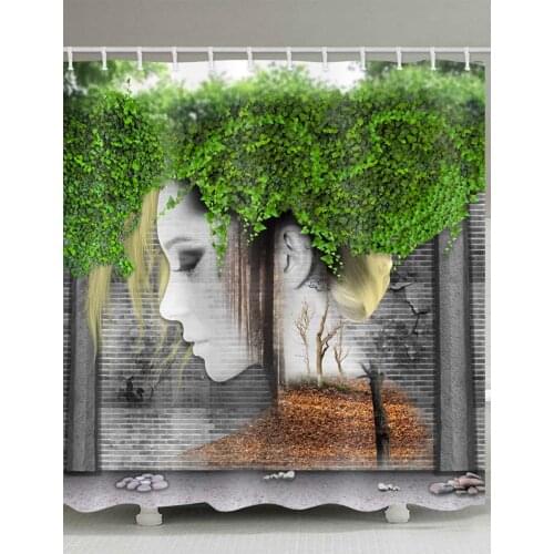 Beautiful Girl Leaves Decor Collection, Pattern with Vines Leaves Nature Curvy Branches Plants