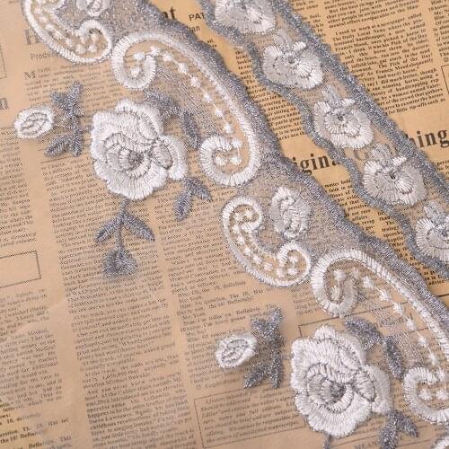 Cusack 2 meter 17 cm Mesh Embroidered Lace Trim Ribbon for Garment Home Textiles DIY Crafts Trimming Lace Fabric Gary Pink Brown