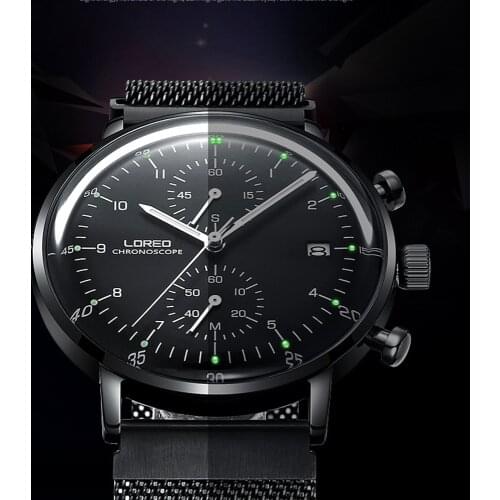 LOREO Top Luxury Brand Men Watches High Quality Men Sports Watches Waterproof Full Steel Men Quartz Watch Relogio Masculino 2019