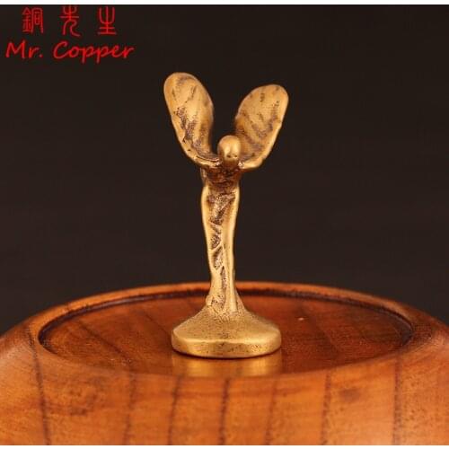 Handmade Copper Trophy Figurines Ornaments Vintage Bronze Little Golden Man Statue Office Computer Desktop Decoration Home Decor