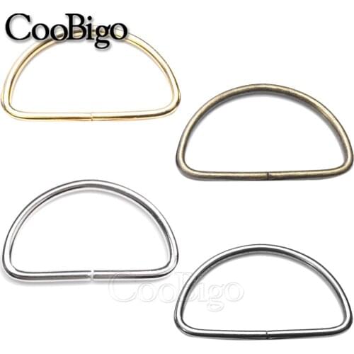 50pcs Metal D Rings Plated Semi Ring Buckles for Belt Backpack Strap Ribbon Clasp Bag Hardware DIY Craft Accessory Unwelded 50mm