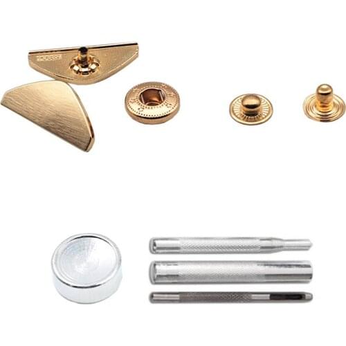 10 Set Metal Snap Buttons Gold and silver + 4 Tools Metal Press Studs Snap Fasteners for Sewing Leathercraft Clothes Bags Belt
