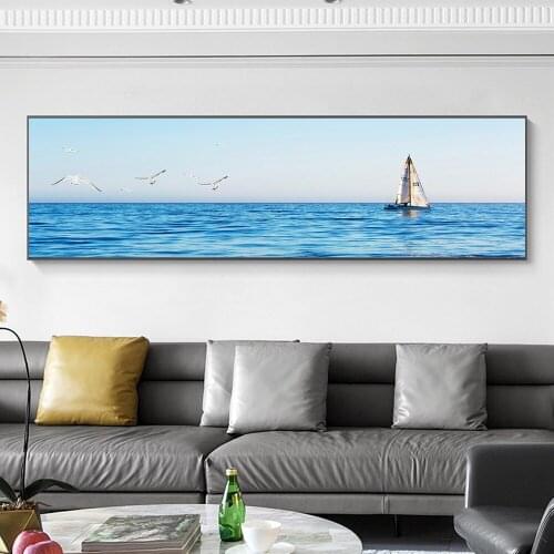 Sea And Sailboat Poster Print Landscape Canvas Painting Picture Bedroom Home Wall Art Bedroom Modern Decor