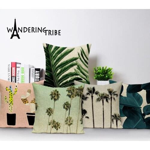NEW Square colorful Home Cushion Decorative soft seat car Covers linen tropical decoration green pink suit cushion almohada