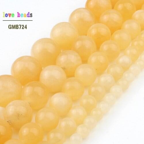4/6/8/10/12mm Wholesale Yellow Jades Loose Beads for Jewelry Making Natural Stone Diy Bracelet 15" Strand