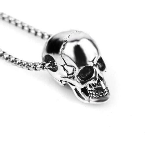 New Retro Skull Pendant Necklace Men Women Chain Necklace Biker Punk Stainless Steel Necklace Pendant Jewelry Gift Wholesale