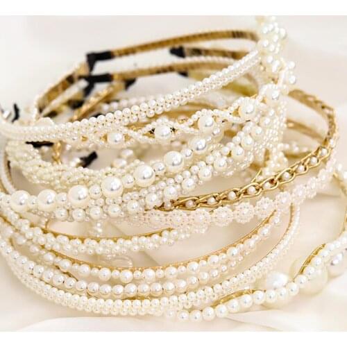 PROLY New Fashion Hair Accessories For Women Beaded Pearls Entangled Hairband Adult Fresh Headband Girls Party Gift Wholesale