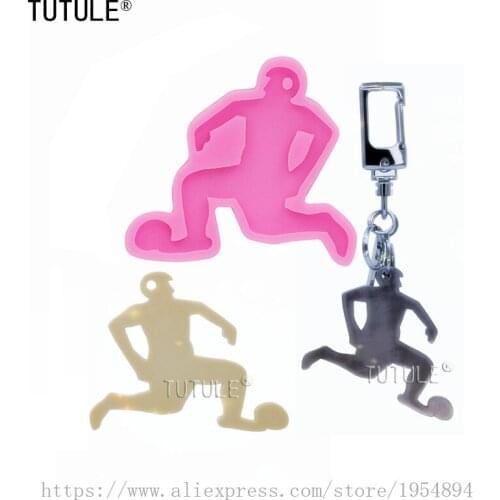 Football player silicone mold,Football Mold,Fondant Polymer chocolate cake Clay Molds,keychain Necklace mould,Resin Clay Mold