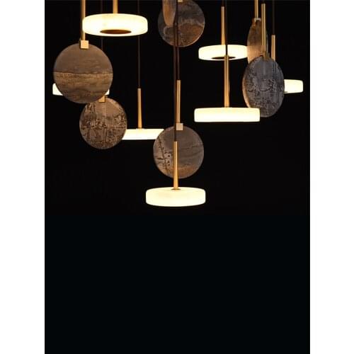 Post Modern Marble Solid Wood Chandeliers Lights Dining Room Restaurant Lighting Bar Living Room Pendant Lamp Luxury Design Lamp
