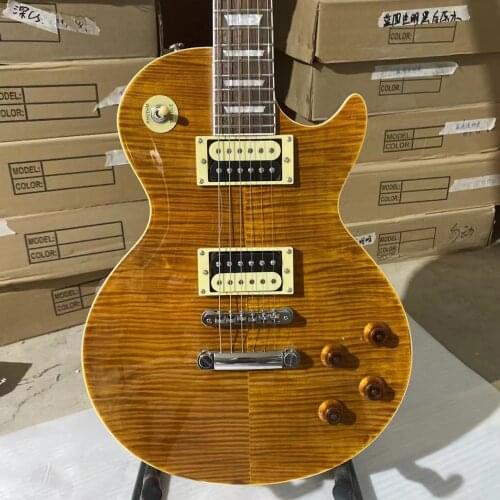 Standard Electric Guitar Tiger Maple Top Zebra Pickups Chrome Hardware Mahogany Body Rosewood Fingerboard Free Shipping