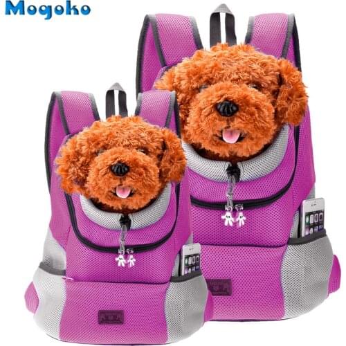 Mogoko Double Shoulder Bag Pet Dog Front Bag Puppy Dog Portable Travel Bag Mesh Backpack Head out Pet Backpack Dog Bags Carrier