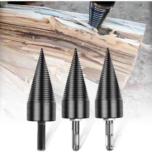 32/42/45MM Firewood Machine Drill Wood Cone Punch Driver Square shank/Round shank/Hex shank Drill Bit Split Drilling Tool