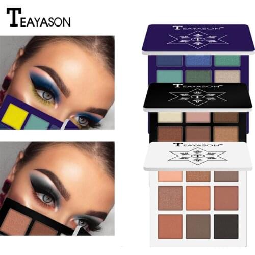 TEAYASON 9 Colors Dish Earth Color Pearlescent Matte Eyeshadow Platte Waterproof Diamond Glitter Eye Shadow Eye Makeup TSLM2