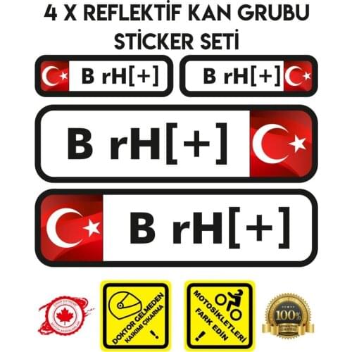 UK B rH + Reflective Blood Group Set Sticker Plane Extreme