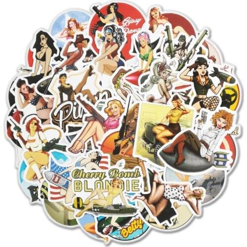 50Pcs/Lot Retro Sexy Bomb Girls For Mobile Phone Car Laptop Luggage Bicycle Skateboard Suitcase Pvc Waterproof Sticker Decal