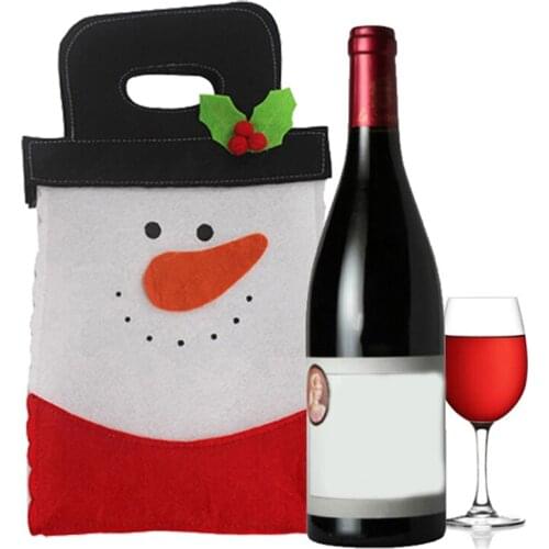 High Quality Christmas Red Wine Bottle Cover Champagne Xmas Table Decor Dress Woven Bag Kitchen Accessories