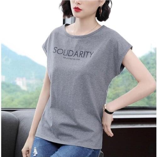 Women Spring Summer Style Loose T-Shirts Tops Lady Casual Short Sleeve O-Neck Letter Printed Tees Tshirts Tops ZZ0168