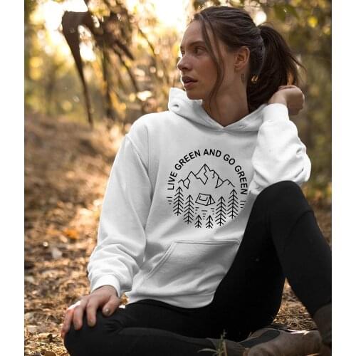 Live Green And Go Green Hoodies Casual Women Crewneck Ethical Vegan Pullovers Fashion Long Sleeve Graphic Organic Sweatshirts