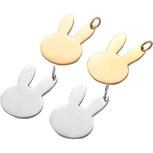 10pcs High Quality Stainless Steel Rabbit Bunny Pendants Charms Animal Army Pet ID Dog Tag Pendant For Trendy Jewelry Making