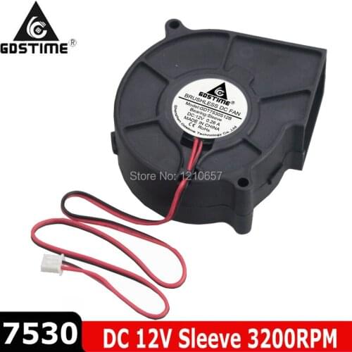 100 Pieces LOT Gdstime 7530 DC 12V 2Pin 75mm 75x30mm 7530s Exhaust Cooling Blower Fan
