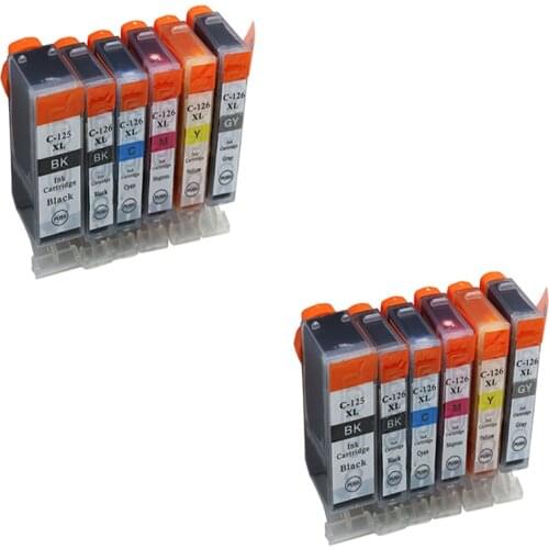 12pcs compatible Luocai for canon PGI125 CLI126 ink cartridge For canon PIXMA IP4810/IP4910/IX6510/MG5210/MG5310 printer 125