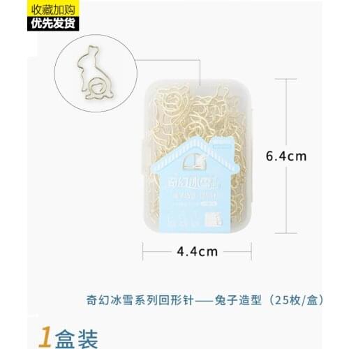 25 pieces of Christmas rabbit cute girl paper bookmarks creative metal paper clips small fresh text binding pins