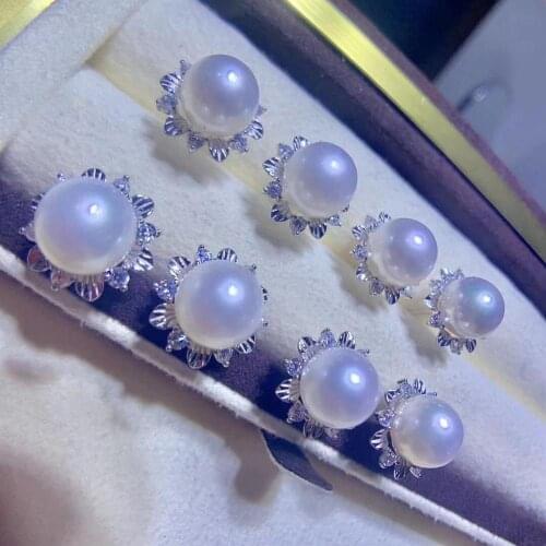 925 Silver Flower Earrings Mounting Setting Finding Jewelry Parts Fittings Womens Accessories for Pearls Agate Coral Beads