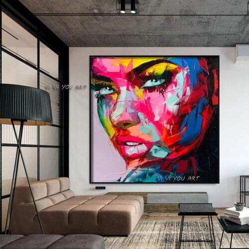 Abstract Palette Knife Hand Painted Portrait Face Canvas Oil Painting Acrylic WallArt Picture For Living Room Home Decor