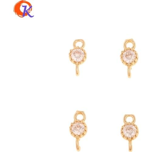 Cordial Design 100Pcs 4*9MM Jewelry Accessories/CZ Earring Connectors/Round Shape/DIY Jewelry Making/Hand Made/Earring Findings