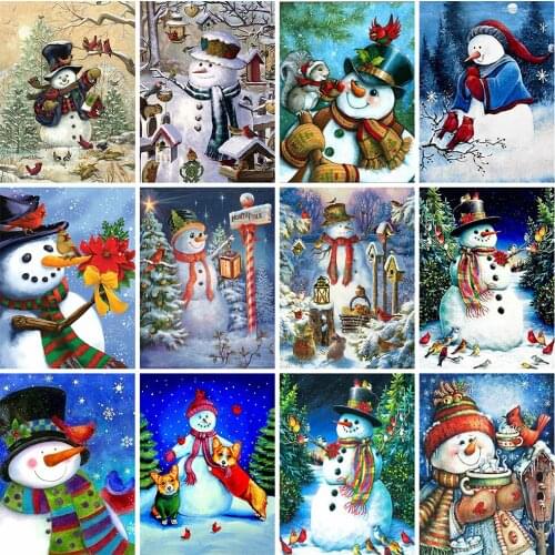 HUACAN 5D DIY Diamond Painting Snowman Handicraft Full Square/Round Diamond Embroidery Christmas Mosaic Bird Wall Art