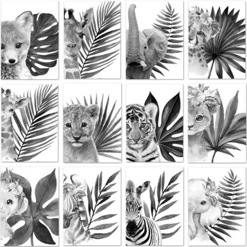 Black White Animal Diamond Painting Cross Stitch 5D DIY Leaf Giraffe Mosaic Diamond Embroidery Mosaic Rhinestone Full Drill