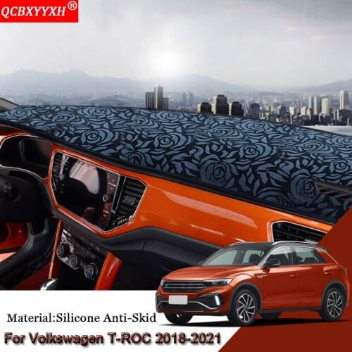 Car Styling Fit For Volkswagen T-ROC 2018-2021 Auto Dashboard Protective Mat Shade Cushion Pad Rose Carpet Mat Cover Accessories