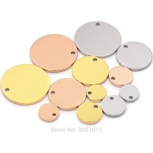 Wholesale 20PCs Stainless Steel 8MM 10MM 15MM 20MM Tags Charms Jewelry DIY Findings Dog Id Tag For Pendant Necklace Anti-lost