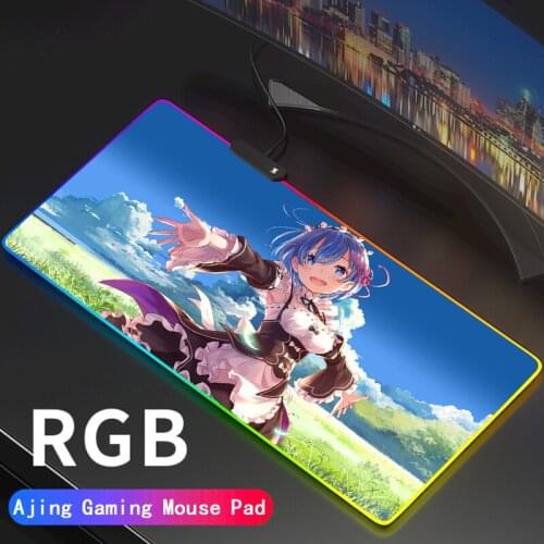 Big Emilia Large Gaming RGB Mousepad XL Gamer Mat Mouse Pad For Re:Zero PC Computer Rem Led Backlight XXL Keyboard Desk Mat